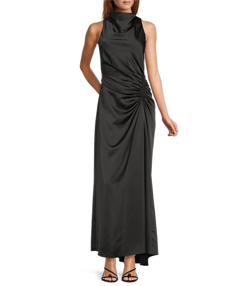 アントニオ メラーニ レディース トップス ワンピース A ライン ギャザー ノースリーブ Antonio Melani Kya ALine Ruched Detail Cowl Neckline Sleeveless Dress Black ブラック