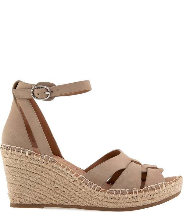 ジェントルソウルズ レディース シューズ スリッポン・ローファー サンダル スエード アンクル Gentle Souls Coolie Nubuck Suede Ankle Wrap Espadrille Wedge Sandals Mushroom