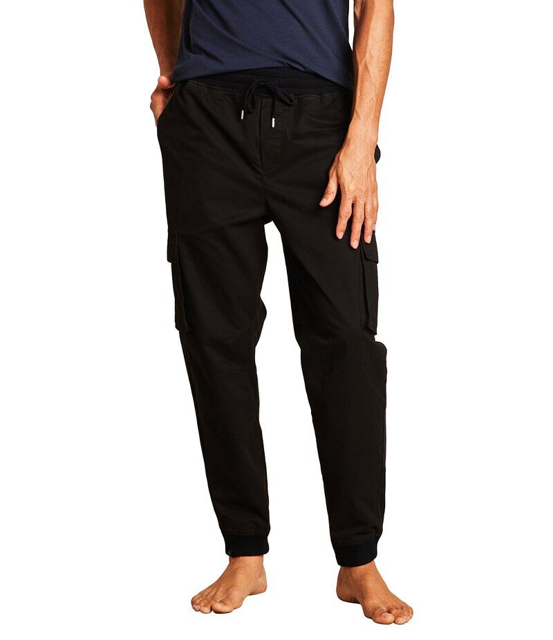 ベアフットドリームス メンズ ボトムス カジュアルパンツ コットン ジョガーパンツ Barefoot Dreams Malibu CollectionR Cotton Twill Cargo Joggers Black ブラック