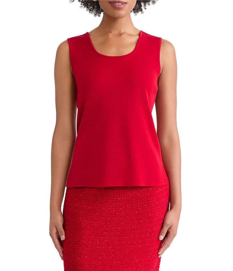 ミンウォン レディース トップス シャツ ノースリーブ ニット Ming Wang Knit Scoop Neck Sleeveless Mid Length Tank Holiday