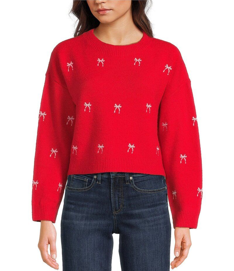 オールインフボール レディース アウター ニット・セーター トール セーター All in Favor Metallic Bow Embellishment Sweater Red レッド 7,796円