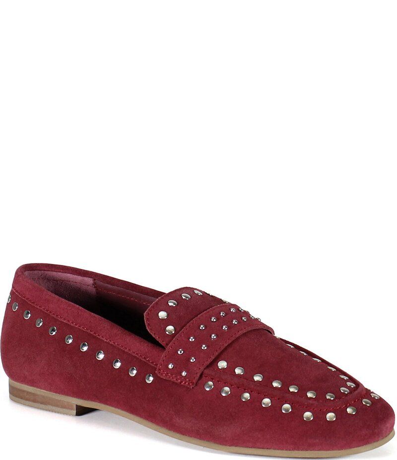 ディバトゥルー レディース シューズ スリッポン・ローファー スエード ローファー Diba True Can Yon Studded Suede Square Toe Loafers Deep Cherry