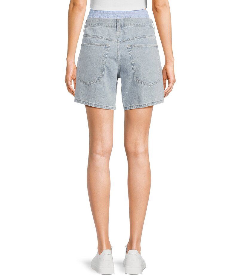 シグネチャーエイト レディース ボトムス ハーフパンツ・ショーツ ショートパンツ デニム Signature 8 Boxer Peekaboo Denim Shorts Light Blue ブルー