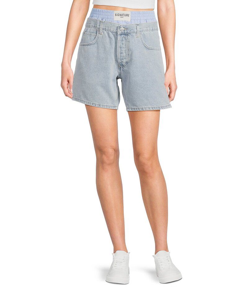 シグネチャーエイト レディース ボトムス ハーフパンツ・ショーツ ショートパンツ デニム Signature 8 Boxer Peekaboo Denim Shorts Light Blue ブルー