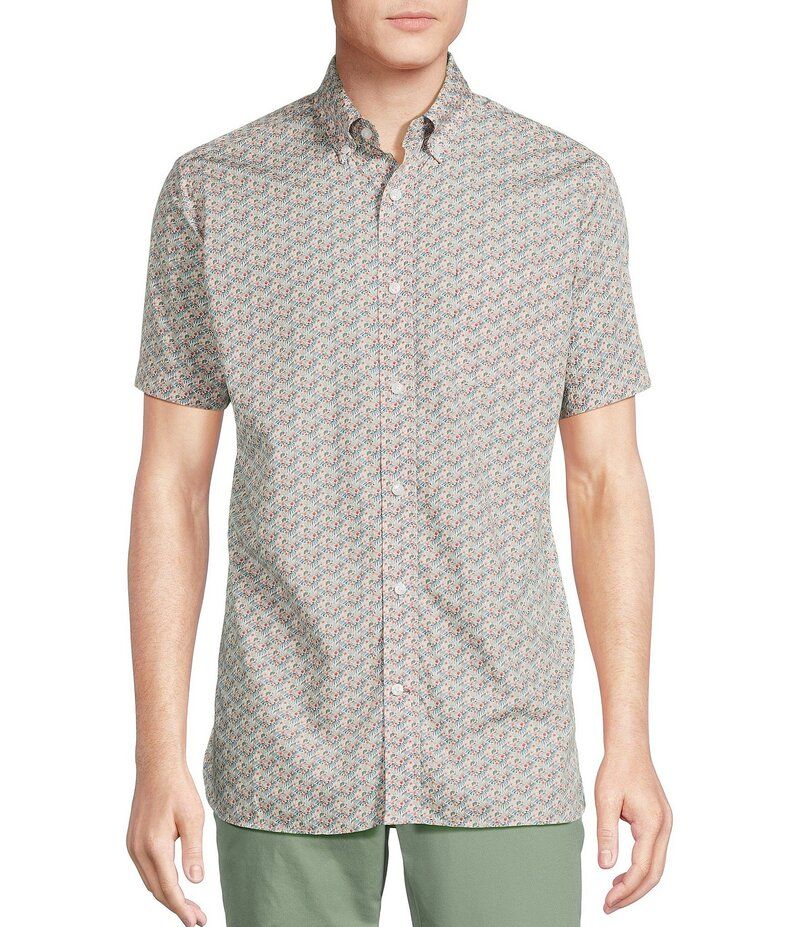 ダニエル クレミュ メンズ トップス シャツ フラワー柄 プリント フラワー Cremieux Blue Label Tropical Floral Print Short Sleeve Woven Shirt White ホワイト