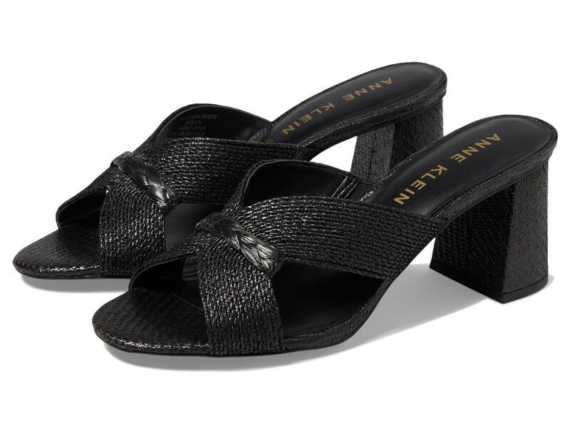 アンクライン レディース シューズ サンダル Anne Klein Aubrie Black Raffia ブラック