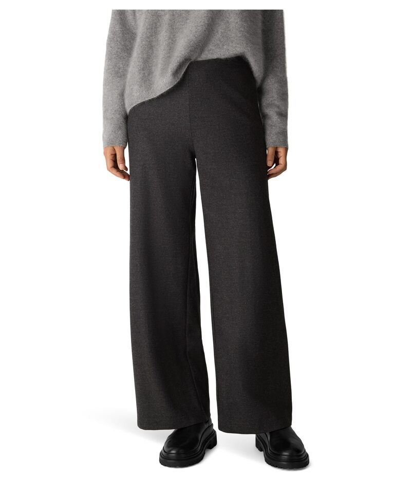 エイリーンフィッシャー レディース ボトムス カジュアルパンツ ウール ジャージー Eileen Fisher Melange Felted Wool Jersey Full Wide Pants Charcoal チャコール