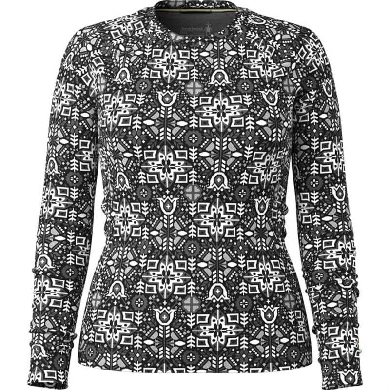 スマートウール レディース トップス シャツ Smartwool Classic Thermal Merino Base Layer Crew Top Womens Black Deco Floral ブラック