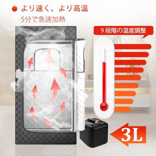 【新品】サウナ テント 3L スチームサウナ 家庭用サウナ 個室 全身 サウナ 自宅 サウナテント よもぎ 蒸し サウナテント 発汗, リラックス, テント サウナ 蒸温 サウナセット【サウナ 椅子, 1000W 蒸気発生器, リモコン】おう 16b3837d