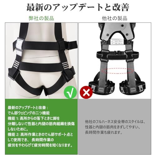 【新品】[UTOPKU] フルハーネス安全帯 新規格 セット 脱着簡単 腹部と胸と脚ワンタッチバックル 便利 安全 水平型腿ベルト 伸縮式 ダブルランヤード ハーネス 安全帯 新規格 墜落制止用器具 高所作業用 日本語説明書 使用可能質量 1 08273a57