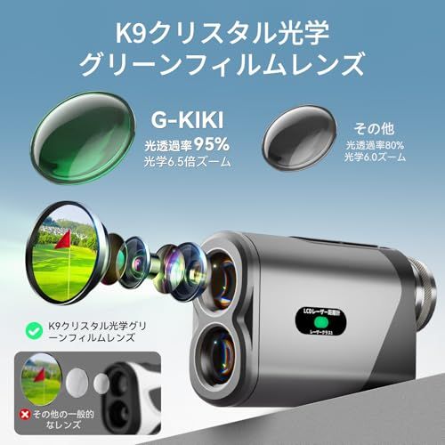 【新品】【2026最新進化モデル】G-KiKi ゴルフ距離計 レーザー距離計 1000m/1094yd対応 0.05秒高速測定 手ブレ補正 高低差測定ON/OFF 旗竿ロック 振動アラーム 6.5倍望遠 高透過率HDレンズ IP54防水 Ty 3e929dfe