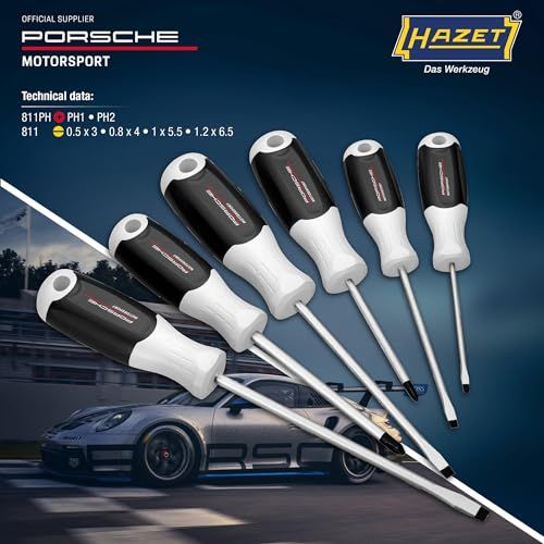 【新品】HAZET(ハゼット) ドライバーセット6本組 プラス・マイナス 3コンポーネントグリップ 整備工具 メンテナンス DIY 作業工具 滑り止め付き 精密作業 人間工学設計 【日本正規輸入品】 811/6-PD 7fc2d826