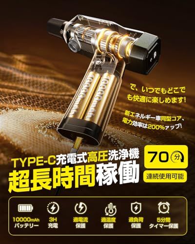 【新品】コードレス高圧洗浄機 充電式 超ミニ 折畳式 Berriot 2026新登場【洗車店プロ監修・8MPa超強水圧・23000r/min】ポータブル ハンディ 軽量小型 洗車機 3段階水圧調整 70分間連続使用 BMS高性能電池 【ドイツ 80eda262