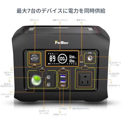【新品】ポータブル電源 300 w (500 w ピーク)、288Wh (90,000mAh) ソーラー発電機 110 v 純正正弦波 AC コンセント、Lifepo4 バッテリ ポータブル電源銀行アウトドア キャンプ、旅行、緊急用 66215998