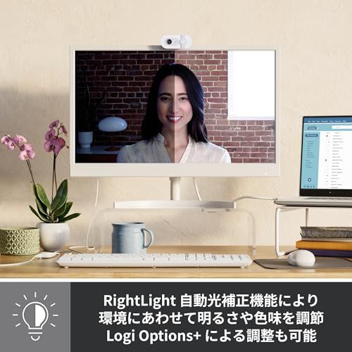 【新品】ロジクール ウェブカメラ Brio 100 C660OW オフホワイト フルHD 1080P マイク付き 自動光補正 プライバシーシャッター Logi Options+対応 Zoom Mircosoft Teams Meet Webカ 087933a1