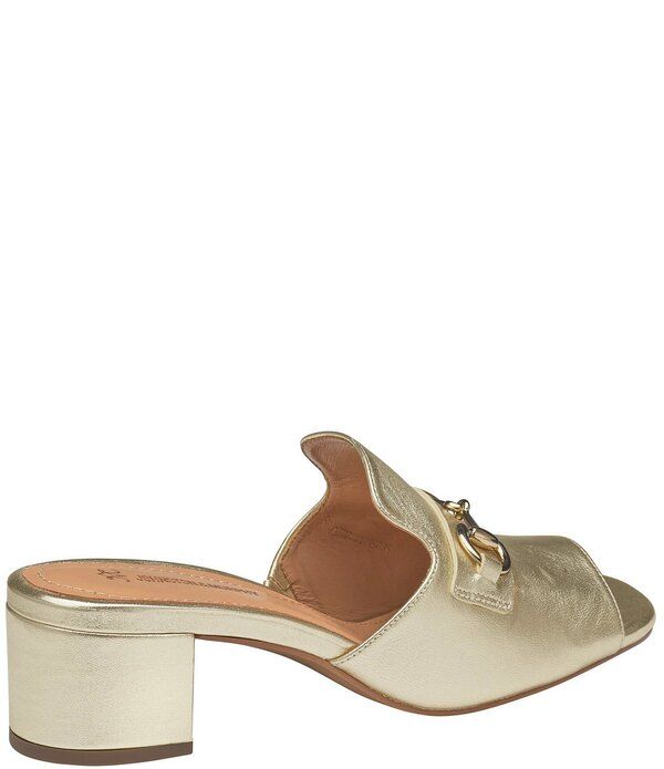 ジョンストンアンドマーフィー レディース シューズ サンダル レザー Johnston Murphy Edith Leather Bit Buckle Slide Sandals Gold ゴールド