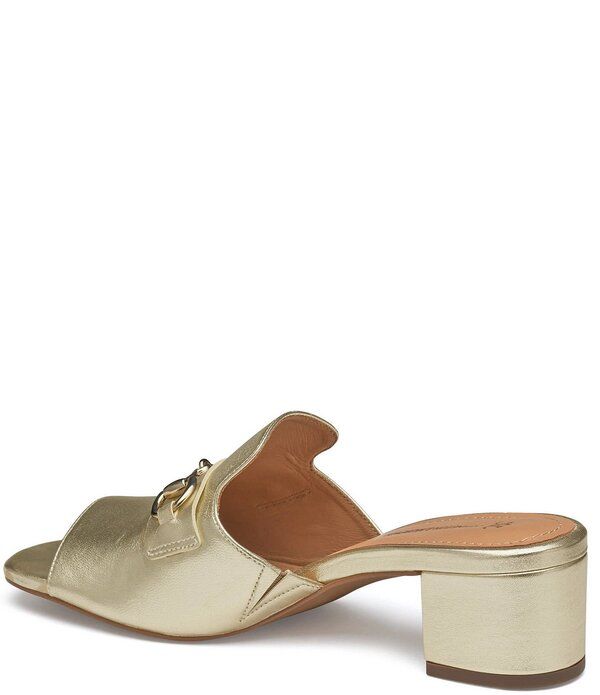 ジョンストンアンドマーフィー レディース シューズ サンダル レザー Johnston Murphy Edith Leather Bit Buckle Slide Sandals Gold ゴールド