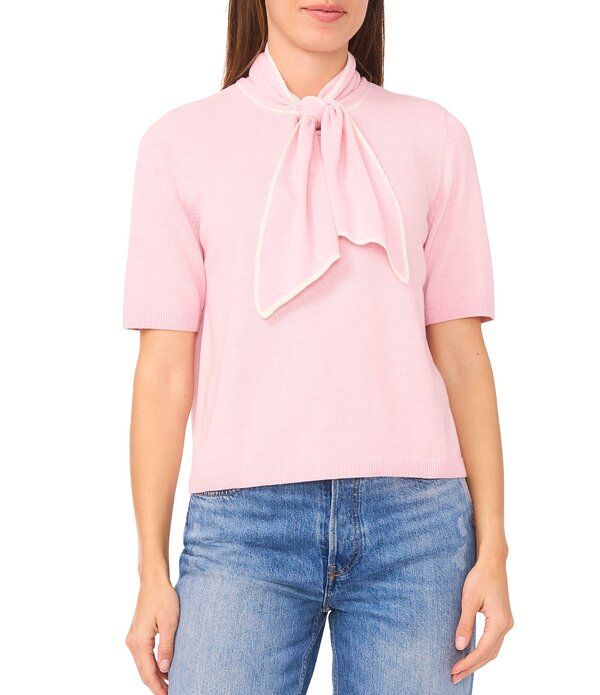 セセ レディース トップス シャツ セーター ニット Cece Knitie Neck Short Sleeve Sweater Charming Pink ピンク