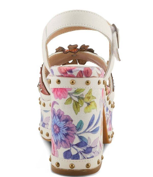 ラリティステ レディース シューズ サンダル フラワー柄 プラットフォーム レザー フラワー ヒール LARTISTE Deckedout Floraleather Platform Block Heel Sandals White Multi ホワイト