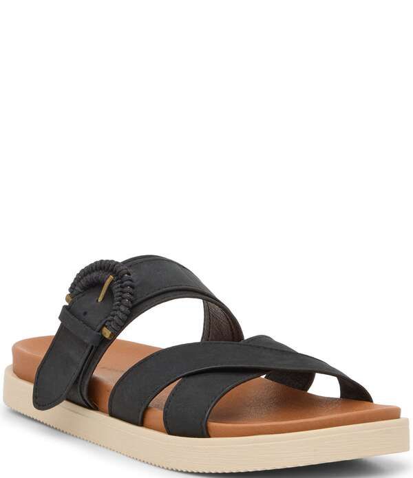 ラッキーブランド レディース シューズ サンダル レザー Lucky Brand Morissa Nubuck Leather Buckle Crosstrap Sandals Black ブラック