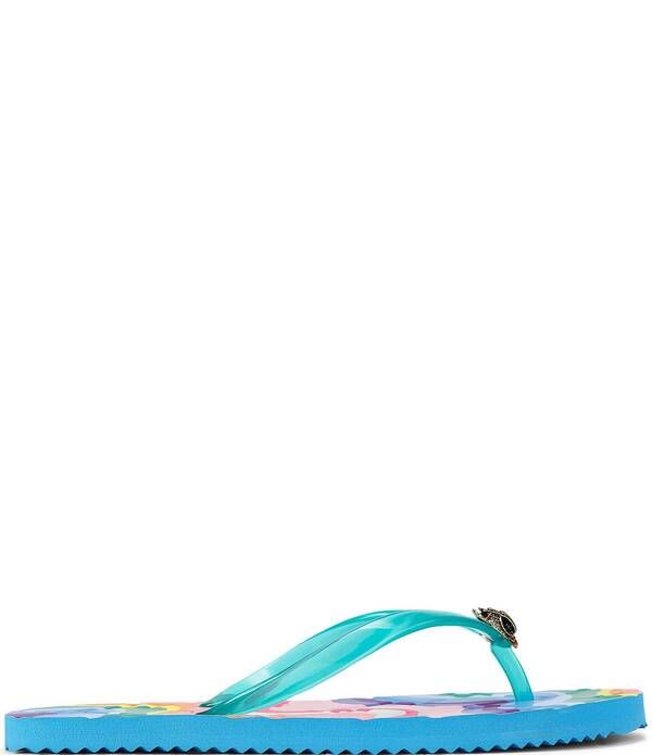 カートジェイガーロンドン レディース シューズ サンダル プリント ロゴ Kurt Geiger London Kensington Q Printed Logo Pool Flip Flops Blue Combo ブルー