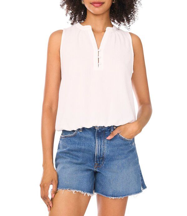 ヴィンスカムート レディース トップス シャツ Vネック ノースリーブ ニット Vince Camuto Knit Split VNeck Sleeveless Top New Ivory アイボリー