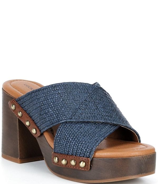 ラッキーブランド レディース シューズ サンダル ヒール Lucky Brand Casyna Crosstrap Studded Heel Slide Sandals Navy ネイビー