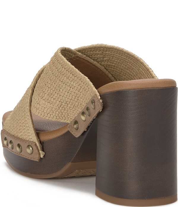 ラッキーブランド レディース シューズ サンダル ヒール Lucky Brand Casyna Crosstrap Studded Heel Slide Sandals Dark Natural