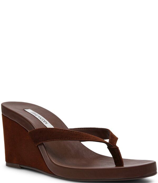スティーブ マデン レディース シューズ サンダル スエード Steve Madden Playing Suede Wedge Thong Sandals Brown Suede ブラウン