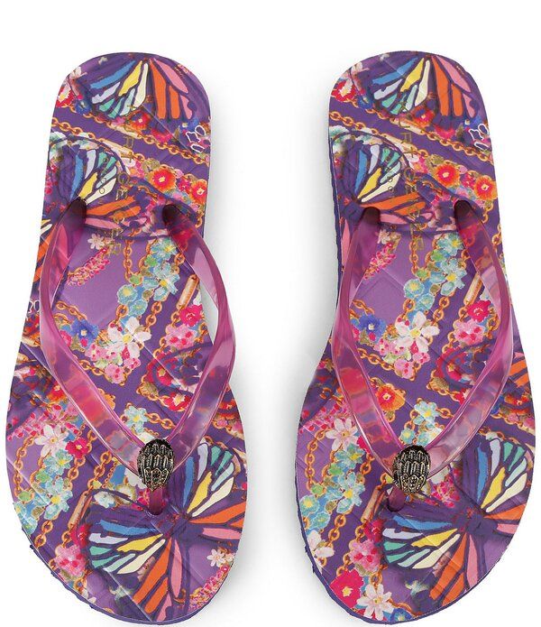 カートジェイガーロンドン レディース シューズ サンダル プリント ロゴ Kurt Geiger London Kensington Q Butterfly Print Logo Pool Flip Flops Lilac ライラック