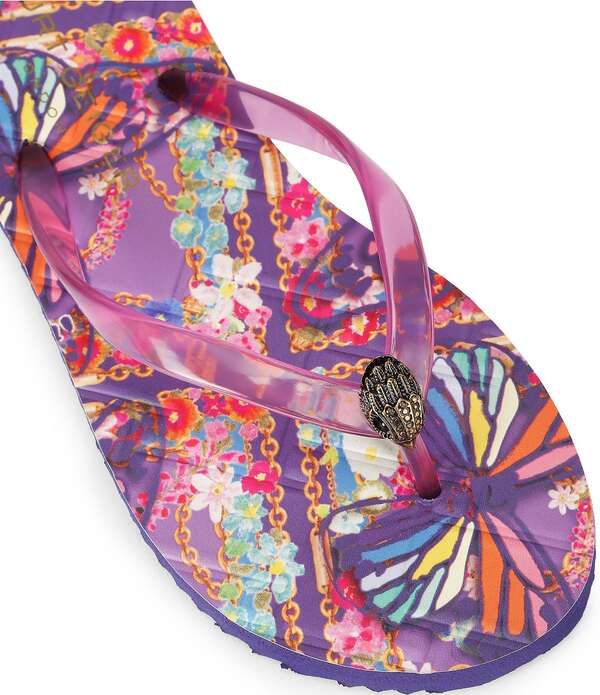 カートジェイガーロンドン レディース シューズ サンダル プリント ロゴ Kurt Geiger London Kensington Q Butterfly Print Logo Pool Flip Flops Lilac ライラック