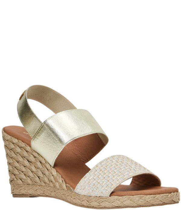 アンドレアース レディース シューズ サンダル トール Andre Assous Allison Metallic Elastic Slingback Wedgespadrille Sandals Platino Multi マルチカラー