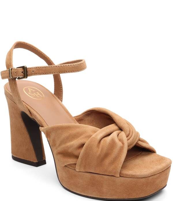 アッシュ レディース シューズ サンダル プラットフォーム スエード アンクル ヒール ASH Opusuede Ankle Strap Higheel Dress Platform Sandals Moka Mou