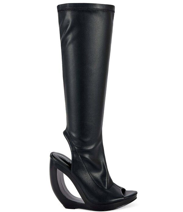 アザレア ワン レディース シューズ サンダル トール ブーツ ヒール Azalea Wang Ilyssa Peep Toe Open Heel Open Rocker Wedge Tall Boots Black ブラック アザレア ワン レディース シューズ サンダル トール ブーツ ヒール Azalea Wang Ilyssa Peep Toe Open Heel Open Rocker Wedge Tall Boots Black ブラック