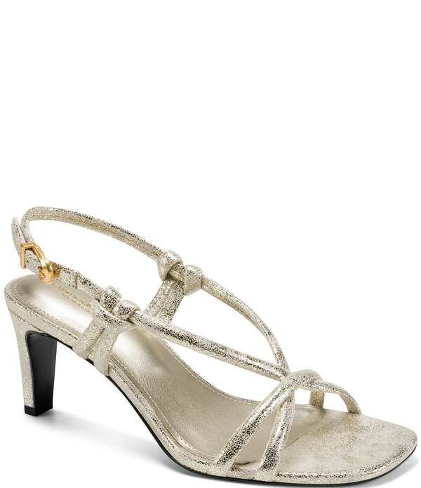 ダナキャラン レディース シューズ サンダル トール Donna Karan Basil Crackled Metallic Dressandals White Gold ホワイト