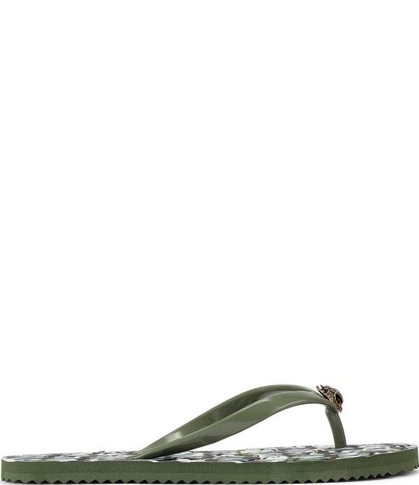 カートジェイガーロンドン レディース シューズ サンダル プリント ロゴ Kurt Geiger London Kensington Q Camo Logo Print Pool Flip Flops Green Multi グリーン