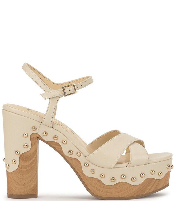 ジェシカシンプソン レディース シューズ サンダル プラットフォーム レザー Jessica Simpson Samintia Leather Studded Platform Sandals Ivory アイボリー