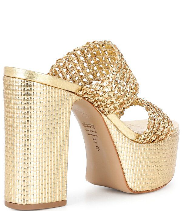 シュッツ レディース シューズ サンダル プラットフォーム トール Schutz Aberdeen Metallic Slip On Platform Sandals Platina メタリック