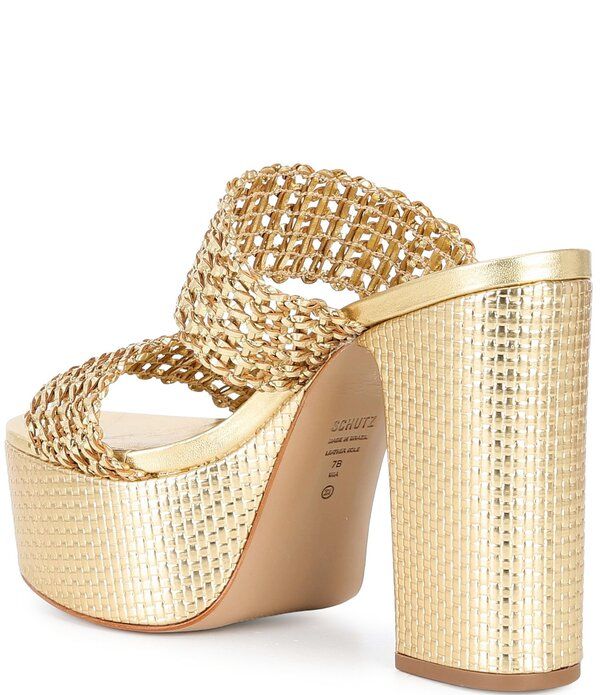 シュッツ レディース シューズ サンダル プラットフォーム トール Schutz Aberdeen Metallic Slip On Platform Sandals Platina メタリック