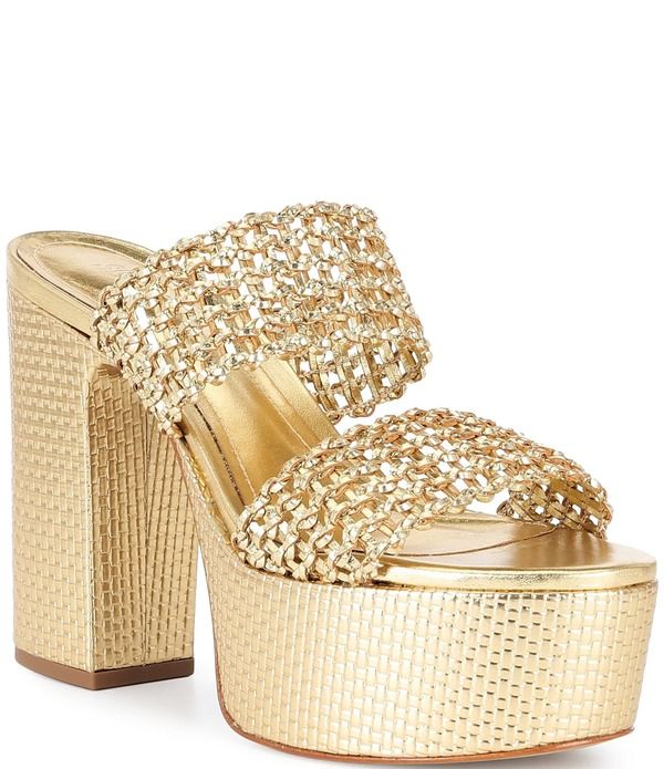 シュッツ レディース シューズ サンダル プラットフォーム トール Schutz Aberdeen Metallic Slip On Platform Sandals Platina メタリック