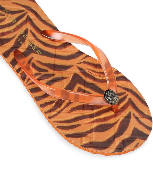 カートジェイガーロンドン レディース シューズ サンダル プリント ロゴ Kurt Geiger London Kensington Q Tiger Print Logo Pool Flip Flops Orange Multi オレンジ カートジェイガーロンドン レディース シューズ サンダル プリント ロゴ Kurt Geiger London Kensington Q Tiger Print Logo Pool Flip Flops Orange Multi オレンジ