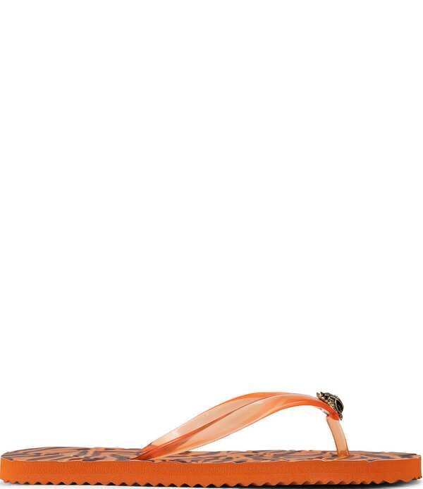 カートジェイガーロンドン レディース シューズ サンダル プリント ロゴ Kurt Geiger London Kensington Q Tiger Print Logo Pool Flip Flops Orange Multi オレンジ