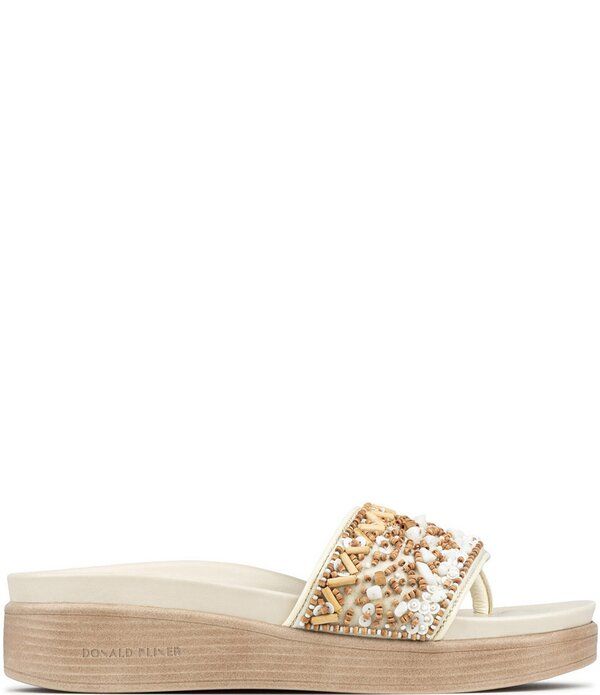 ドナルドプリネール レディース シューズ サンダル スパンコール レザー Donald Pliner Fifi Beaded Sequined Leather Wedge Thong Sandals NaturalWhite ホワイト ドナルドプリネール レディース シューズ サンダル スパンコール レザー Donald Pliner Fifi Beaded Sequined Leather Wedge Thong Sandals NaturalWhite ホワイト