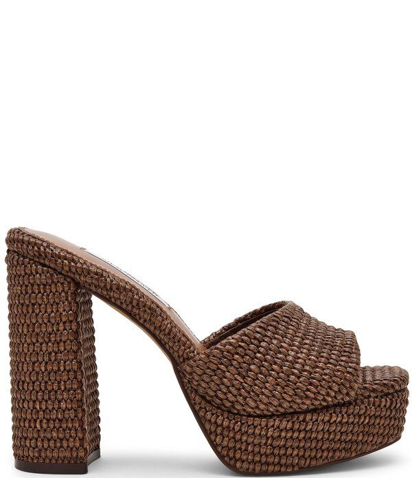 スティーブ マデン レディース シューズ サンダル プラットフォーム Steve Madden Joel Raffia Platform Dressandals Brown ブラウン