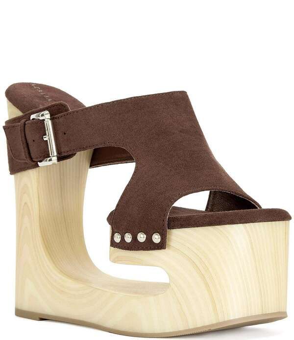 アザレア ワン レディース シューズ サンダル プラットフォーム Azalea Wang Elgedi Open Platform Wedge Slide Sandals Chocolate チョコレート