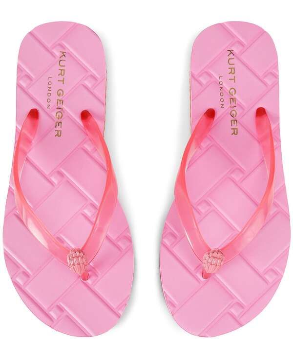 カートジェイガーロンドン レディース シューズ サンダル ロゴ Kurt Geiger London Kensington Q Logo Pool Flip Flops Pink ピンク