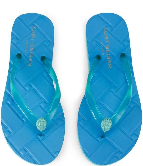 カートジェイガーロンドン レディース シューズ サンダル ロゴ Kurt Geiger London Kensington Q Logo Pool Flip Flops Blue ブルー