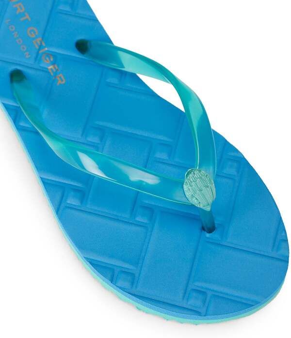 カートジェイガーロンドン レディース シューズ サンダル ロゴ Kurt Geiger London Kensington Q Logo Pool Flip Flops Blue ブルー