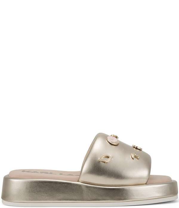 カール ラガーフェルド レディース シューズ サンダル プラットフォーム KARLAGERFELD PARIS Opal Macaron Charms Platform Wedge Slide Sandals White Gold ホワイト カール ラガーフェルド レディース シューズ サンダル プラットフォーム KARLAGERFELD PARIS Opal Macaron Charms Platform Wedge Slide Sandals White Gold ホワイト