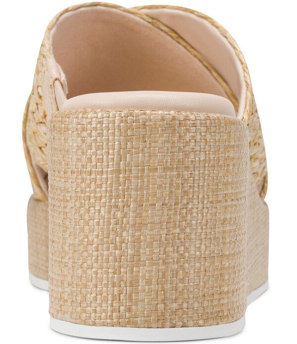 カール ラガーフェルド レディース シューズ サンダル プラットフォーム KARLAGERFELD PARIS Caleigh Atelier Woven Raffia Platform Wedge Slide Sandals Natural